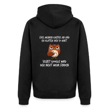 Touch my coffee and I'll clap you so hard - Unisex Premium Organic Zip Hoodie - black - Back - Nico (187cm)