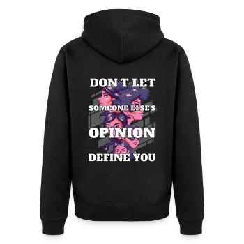 Motivierendes Zitat Affirmation Stärke Selbstliebe - Unisex Premium Bio Zip Hoodie - Schwarz - Hinten - Nico (187cm)