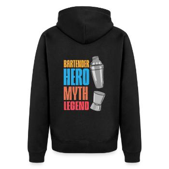 Bartender The Hero Myth Legend Funny Bartender - Unisex Premium Organic Zip Hoodie - black - Back - Nico (187cm)