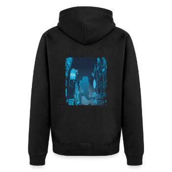 Asiatische Stadt HIIT - Unisex Premium Bio Zip Hoodie - Schwarz - Hinten - Nico (187cm)