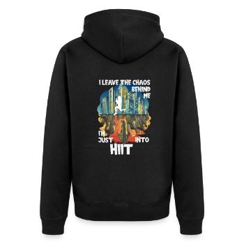 Chaos HIIT - Unisex Premium Organic Zip Hoodie - black - Back - Nico (187cm)