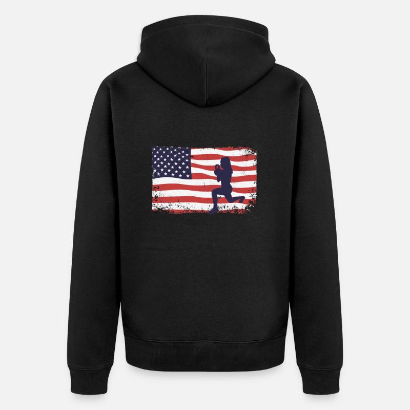 Drapeau américain HIIT - Veste à capuche bio Premium Unisexe - noir
