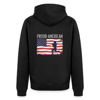 American Flag HIIT - Unisex Premium Organic Zip Hoodie - black - Back - Nico (187cm)