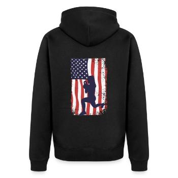 American Flag HIIT - Unisex Premium Organic Zip Hoodie - black - Back - Nico (187cm)