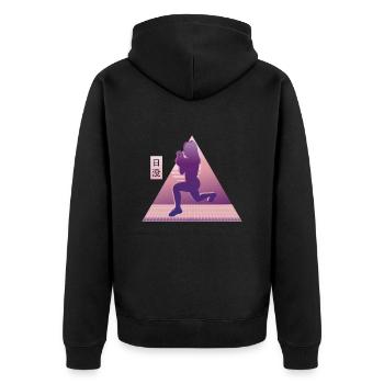 Vaporwave HIIT - Unisex Premium Organic Zip Hoodie - black - Back - Nico (187cm)