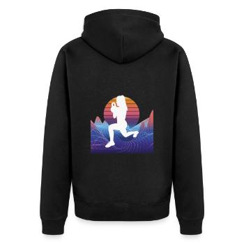 Vaporwave HIIT - Unisex Premium Organic Zip Hoodie - black - Back - Nico (187cm)