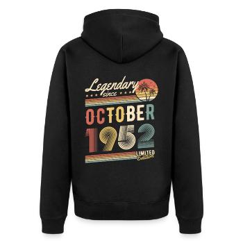 Legendary Since October 1952 Limited Edition - Unisex Premium Bio Zip Hoodie - Schwarz - Hinten - Nico (187cm)