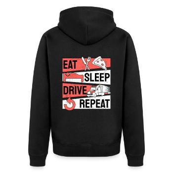 Trucker Truck Driver Truck Driver Professional Driver - Unisex Premium Organic Zip Hoodie - black - Back - Nico (187cm)