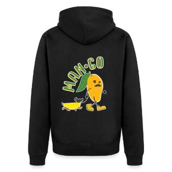 Funny Mango Dachshund - Cool Man Go Design - Unisex Premium Organic Zip Hoodie - black - Back - Nico (187cm)