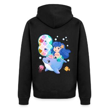 8th birthday | Mermaid Birthday | - Unisex Premium Organic Zip Hoodie - black - Back - Nico (187cm)