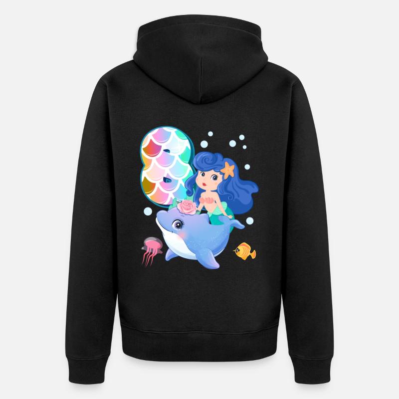 8e anniversaire | | anniversaire de sirène - Veste à capuche bio Premium Unisexe - noir