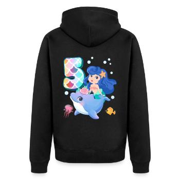 5ème anniversaire | | anniversaire de sirène - Veste à capuche bio Premium Unisexe - noir - Dos - Nico (187cm)