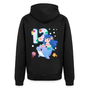 12th birthday | Mermaid Birthday | - Unisex Premium Organic Zip Hoodie - black - Back - Nico (187cm)