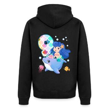 9ème anniversaire | | anniversaire de sirène - Veste à capuche bio Premium Unisexe - noir - Dos - Nico (187cm)