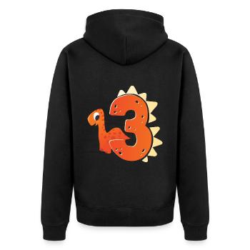 3ème anniversaire | | d’anniversaire de dinosaure - Veste à capuche bio Premium Unisexe - noir - Dos - Nico (187cm)