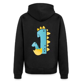 1er anniversaire | | d’anniversaire de dinosaure - Veste à capuche bio Premium Unisexe - noir - Dos - Nico (187cm)
