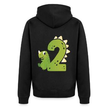 2ème anniversaire | | d’anniversaire de dinosaure - Veste à capuche bio Premium Unisexe - noir - Dos - Nico (187cm)