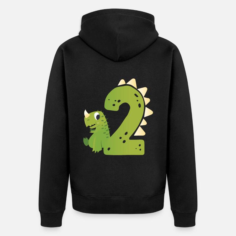 2ème anniversaire | | d’anniversaire de dinosaure - Veste à capuche bio Premium Unisexe - noir