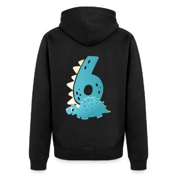 6ème anniversaire | | d’anniversaire de dinosaure - Veste à capuche bio Premium Unisexe - noir - Dos - Nico (187cm)