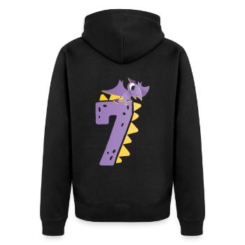 7e anniversaire | | d’anniversaire de dinosaure - Veste à capuche bio Premium Unisexe - noir - Dos - Nico (187cm)