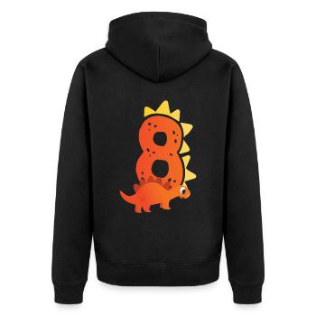 8. Geburtstag | Dinosaurier Geburtstag | - Unisex Premium Bio Zip Hoodie - Schwarz - Hinten - Nico (187cm)