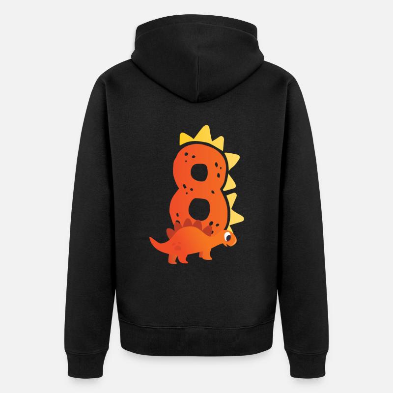 8e anniversaire | Anniversaire dinosaure | - Veste à capuche bio Premium Unisexe - noir