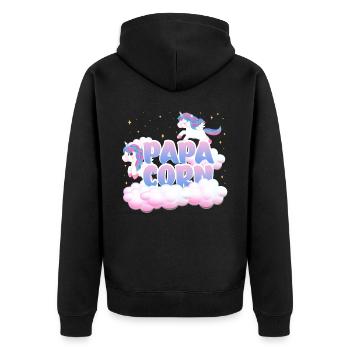 Papa maïs | Anniversaire Licorne | Thème Licorne | - Veste à capuche bio Premium Unisexe - noir - Dos - Nico (187cm)