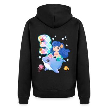 3ème anniversaire | | anniversaire de sirène - Veste à capuche bio Premium Unisexe - noir - Dos - Nico (187cm)