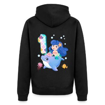 1st Birthday | Mermaid Birthday | - Unisex Premium Organic Zip Hoodie - black - Back - Nico (187cm)
