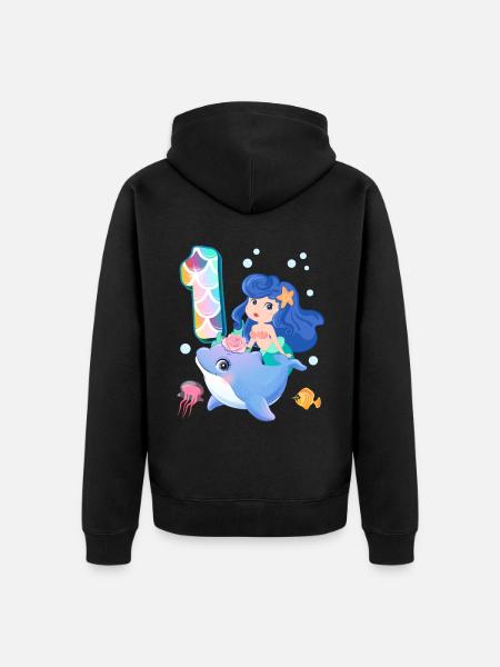 1st Birthday | Mermaid Birthday | - Unisex Premium Organic Zip Hoodie - black