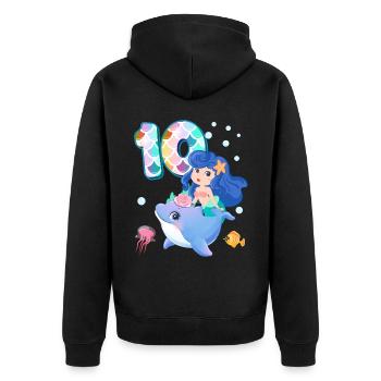 10th birthday | Mermaid Birthday | - Unisex Premium Organic Zip Hoodie - black - Back - Nico (187cm)