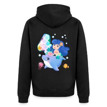 4ème anniversaire | | anniversaire de sirène - Veste à capuche bio Premium Unisexe - noir - Dos - Nico (187cm)