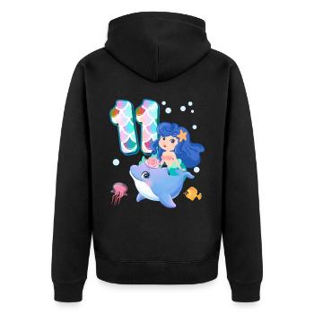 11. Geburtstag | Meerjungfrau Geburtstag | - Unisex Premium Bio Zip Hoodie - Schwarz - Hinten - Nico (187cm)