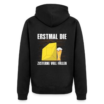 FIRST FILL THE CISTERN BEER LOVERS - Unisex Premium Organic Zip Hoodie - black - Back - Nico (187cm)