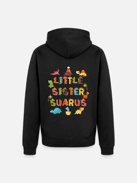 Sister Saurus | Dinosaur Birthday | - Unisex Premium Organic Zip Hoodie - black