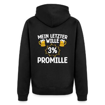 MA DERNIÈRE VOLONTÉ 3 POUR MILLE amateurs de bière - Veste à capuche bio Premium Unisexe - noir - Dos - Nico (187cm)
