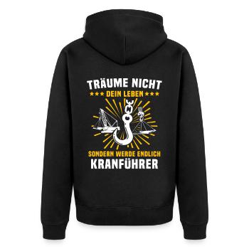 Kranführer Kran Bauarbeiter Kranfahrer - Unisex Premium Bio Zip Hoodie - Schwarz - Hinten - Nico (187cm)