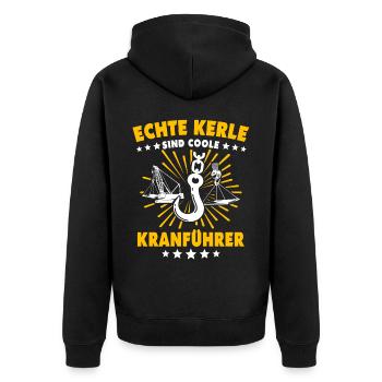 Kranführer Kran Bauarbeiter Kranfahrer - Unisex Premium Bio Zip Hoodie - Schwarz - Hinten - Nico (187cm)