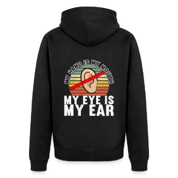 Deaf Deaf-mute Deaf - Unisex Premium Organic Zip Hoodie - black - Back - Nico (187cm)