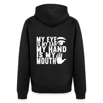 Deaf Deaf-mute Deaf - Unisex Premium Organic Zip Hoodie - black - Back - Nico (187cm)
