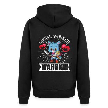 School Social Work Month Cat - Unisex Premium Organic Zip Hoodie - black - Back - Nico (187cm)