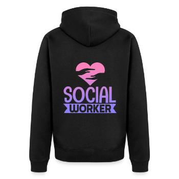 School Social Work Month - Unisex Premium Organic Zip Hoodie - black - Back - Nico (187cm)