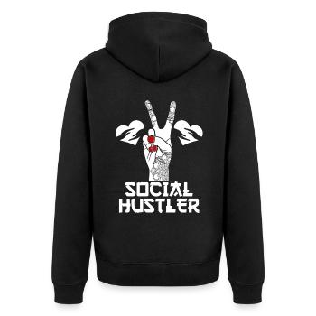 School Social Work Month Hand - Unisex Premium Organic Zip Hoodie - black - Back - Nico (187cm)