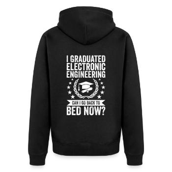 Ich Habe Elektrotechnik Studiert - Unisex Premium Bio Zip Hoodie - Schwarz - Hinten - Nico (187cm)