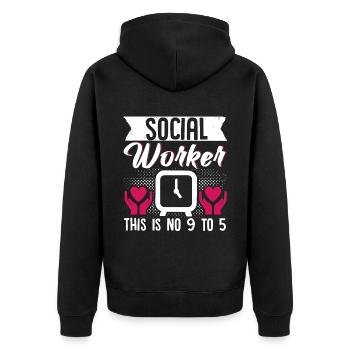 School Social Work Month Hands - Unisex Premium Organic Zip Hoodie - black - Back - Nico (187cm)
