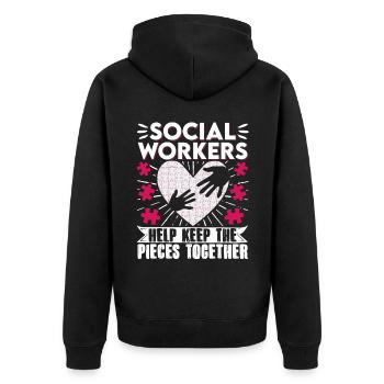 School Social Worker Month Heart - Unisex Premium Organic Zip Hoodie - black - Back - Nico (187cm)