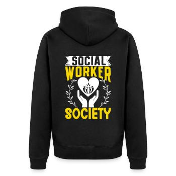 School Social Work Month Hands - Unisex Premium Organic Zip Hoodie - black - Back - Nico (187cm)