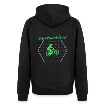 Mountainbike - Unisex Premium Bio Zip Hoodie - Schwarz - Hinten - Nico (187cm)