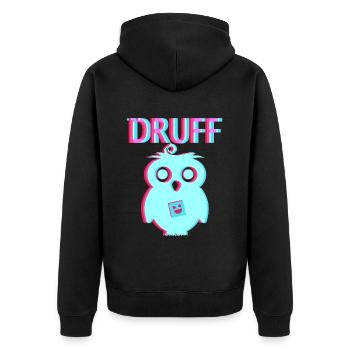 Schranz Speedcore Owl Hardtekk Techno Raver EDM - Unisex Premium Organic Zip Hoodie - black - Back - Nico (187cm)