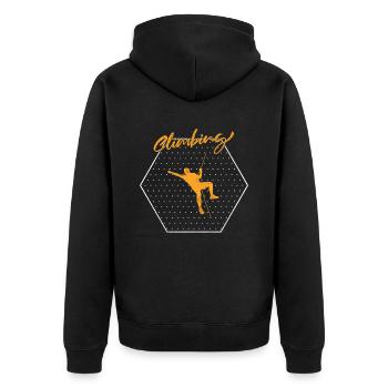 Klettern - Unisex Premium Bio Zip Hoodie - Schwarz - Hinten - Nico (187cm)